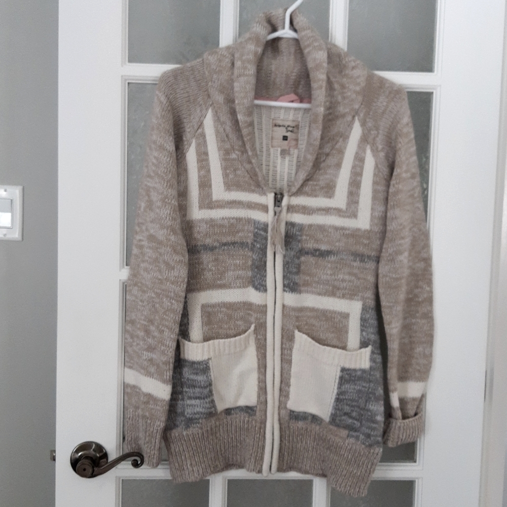 Zip-up woolblend cardigan